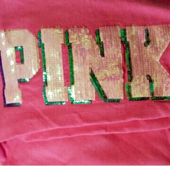 VS Victoria’s Secret PINK Sequin Heart Crop Lounge or Sweats RARE - Picture 4 of 4